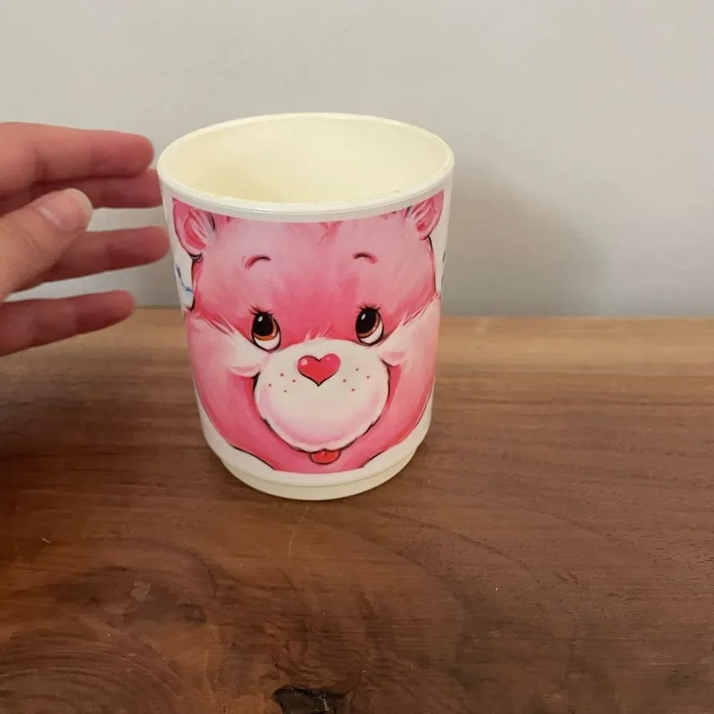 VINTAGE 1985 DEKA PLASTICS CARE BEAR CHEER BEAR PLASTIC MUG CUP